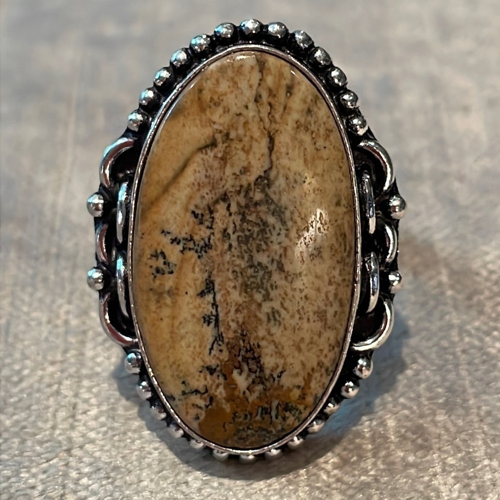 Picture Jasper Ring Size 9